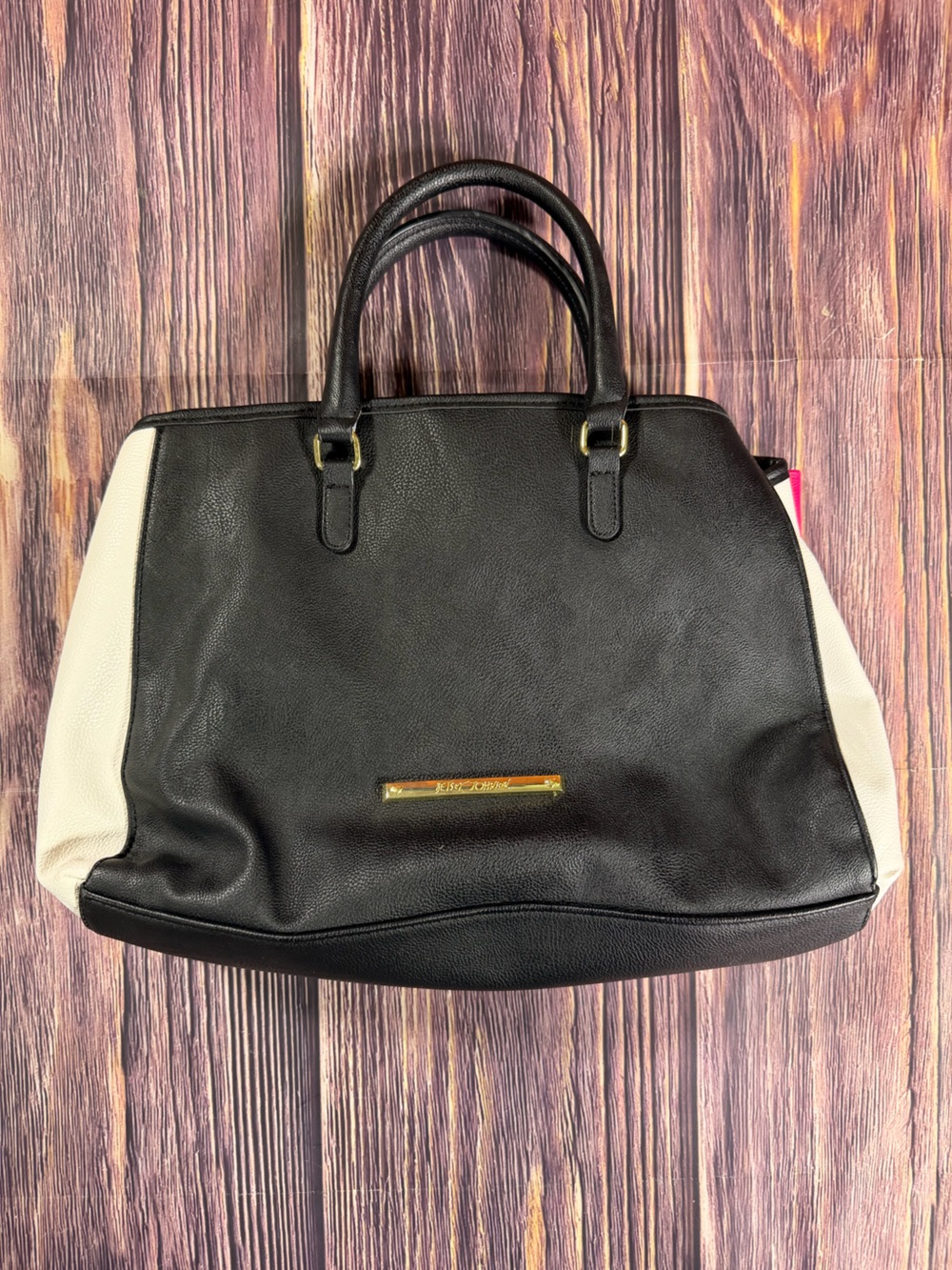 Betsey Johnson Black White Handbag Big Pink Bow‎ & Stripped Tablet Case Bag - Picture 5 of 16